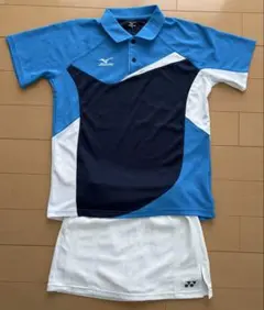 Mizuno テニスウェアセット 青・緑・ネイビーXL - メルカリ