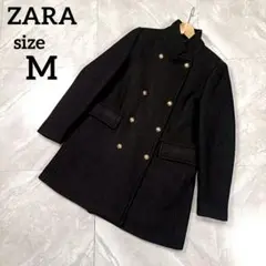 ZARA ザラ 金ボタン ダブルブレスト ウールコート M 38 9号 ブラック