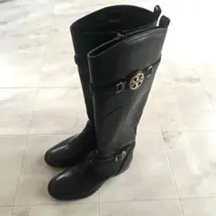 美品♡トリーバーチ レザー ロングブーツ ロゴ バックル サイドファスナー
