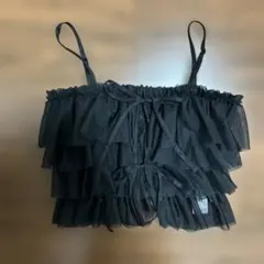 フリル付きシースルービスチェ 黒