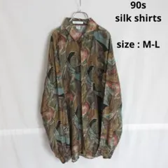 専用 USED / 90s アート デザイン シルク シャツ M-L