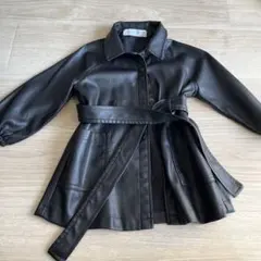 ZARA 黒 合成皮革 ジャケット 12-18ヶ月