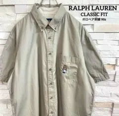 90s Ralph Laurenラルフローレン ポロベア 刺繍 半袖BDシャツ