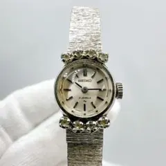 稼働 セイコー 21石 手巻き アンティーク腕時計11-0320 ラインストーン