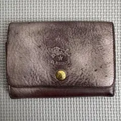 【正規品】Il Bisonteイルビゾンテ メタリックシルバー 二つ折り 財布