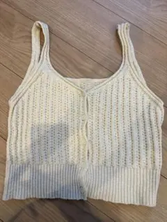 リブ編みクリーム色ビスチェ