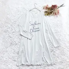 ジェラートピケ ルームウェア パジャマ 長袖カットソー 丈長め ボーダー 薄手