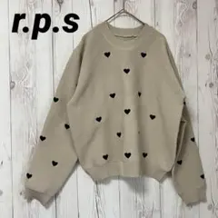 【r.p.s】長袖スポンジニット　ハート刺繍　ベージュ　F　プルオーバー