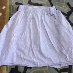 ikka ストライプ フレアスカート風キュロットパンツ