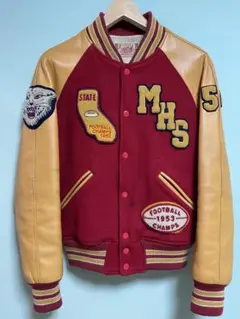 McCOY'S マッコイズ スタジャン 袖レザー オレンジ 34 THE REAL McCOY'S - 【美品】 THE REAL McCOY'S / ザリアル