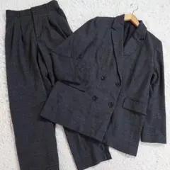 GU　ジーユー　セットアップ　ダブル　ダークダークグレー　グレンチェック