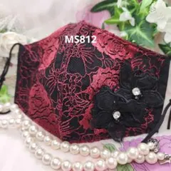 No.MS812 レース　エンジブラック系　マスク兼カバー