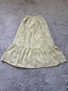 【GU】刺繍入りロングスカート Sサイズ ライトグリーン