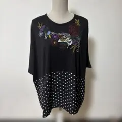 線画き花刺繍ドット切り替えプルオーバーのサムネイル