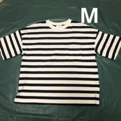 GU ジーユー 白黒ストライプ Mサイズ 半袖Tシャツ