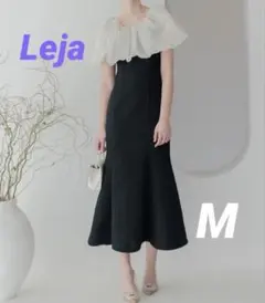 LEJA】2WAYオフショルダーパフスリーブマーメイドワンピースロング