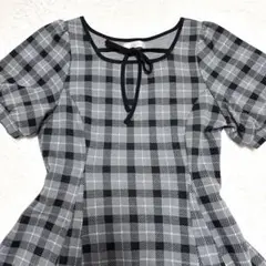 evelyn 半袖チェックフィットワンピース