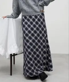 【umm.】チェックロングスカート