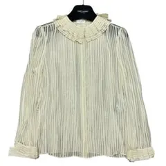 極美品 SAINT LAURENT ストライプシルクブラウス シャツ　フリルのサムネイル