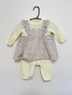 アプレレクール 70ベビー服 花柄 フリル アイボリーカバーオールお出かけ　春秋