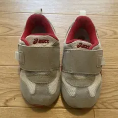 ASICS キッズシューズ ベージュ/レッド ベルクロ