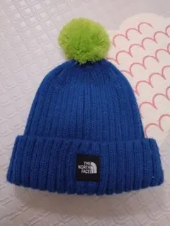 【美品】THE NORTH FACE 青 ニット帽 ポンポン付き