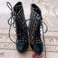 SD/DDサイズ 千鳥柄 レースアップブーツ
