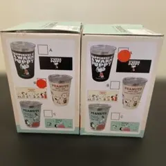 スヌーピー フタ付ステンレスタンブラー ブラック　ホワイト　2点セット