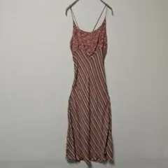 インド キャミワンピース 総柄 レースアップ マキシ丈 Y2K