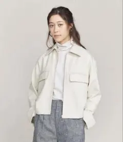 BEAUTY&YOUTH コットンツイルジップブルゾン