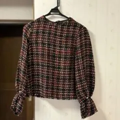 ザラ ツイード 袖 パール ZARA