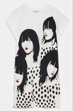【ZARA】ザラ　ワンピース　Tシャツワンピ　プリントワンピース