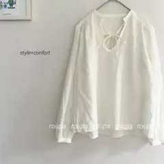 style+confort コットンウールブラウスアイボリー　3108