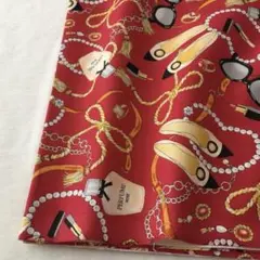 (1点限定) 綿100%国産プリント/レッド系/おしゃれ柄/2m