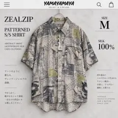 ZEALZIP シルク100% 総柄半袖シャツ M