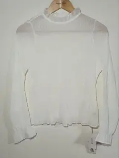 ブラウス シフォン ギャザーフリルネック 春 シロ レディース