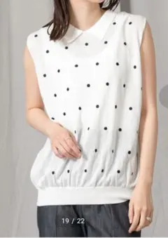 【新品】ドット刺繍２ｗａｙプルオーバー　ホワイト ノースリーブ セーター