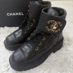 極美品／シャネル ココマーク マトラッセ ショートブーツ ターンロック 厚底のサムネイル