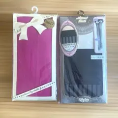 ピンクタイツ フェイクサイハイストライプ柄タイツ 2足セット