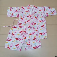 金魚と花柄 甚平 130cm ピンク