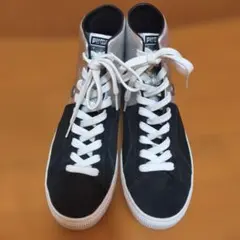 美品　プーマバイミハラヤスヒロ　ハイカットスエードレザースニーカー　シボ革　黒銀