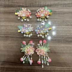 花とパールのヘアピンセット 6個