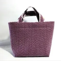 ヌビバッグ　シンプルなトートバッグ　パープル　猫　花