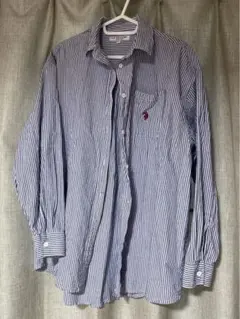 U.S. POLO ASSN. WEGO ロングスリーブシャツ ストライプブルー