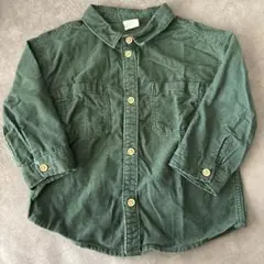 H&M ダークグリーン ボタン付きシャツ 90-120cm