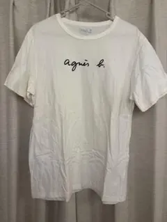 agnès b. アニエスベー ロゴ入りホワイト半袖Tシャツ Lサイズ