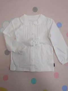 ホワイト襟付き長袖シャツ 110cm