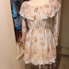 LIZLISA 姫カジ 希少 花柄 レース ノースリーブ ワンピース リボン