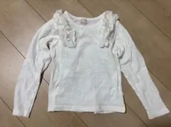 プティマイン　ホワイト フリル付き 長袖カットソー