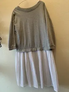 ❷美品★UNTITLED カットソーワンピース サイズ2 ワンピース　グレー白